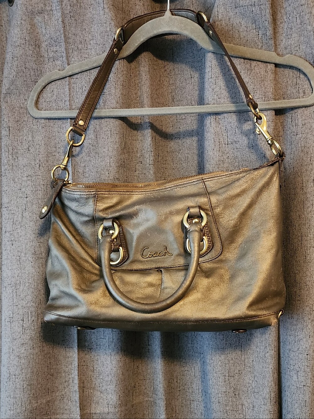 Coach Ashley Leather Satchel | Metallic Bronze/Gold | Authentic Handbag